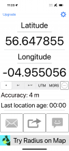 Screenshot of coordinates